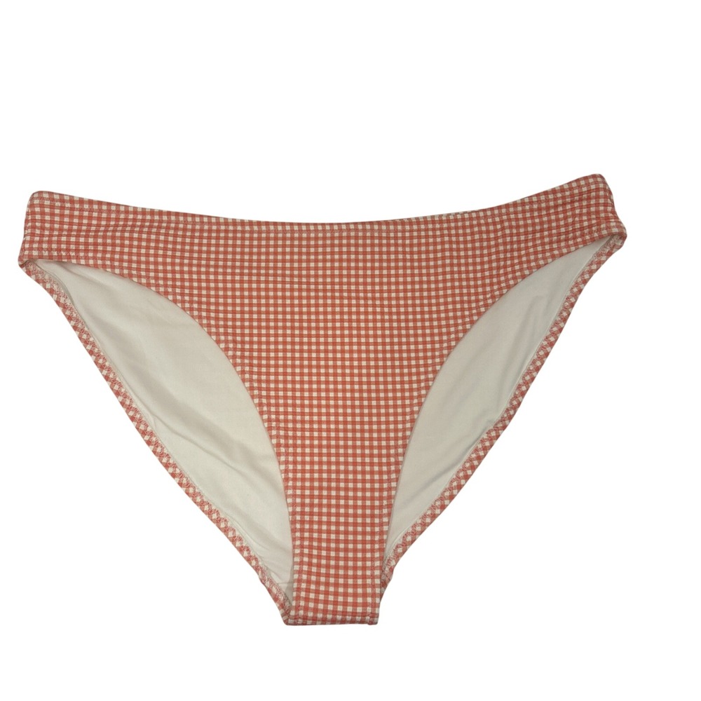 Old Navy Women 2X Bikini Bottom Orange White Gingham Midrise Textured New Tags